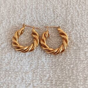 Vintage Gold Twisted Hoop Earrings